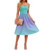 Women’s Gradient Print Casual Sleeveless Adjustable Strap Dress with Pockets Relaxed Fit Sundress for Everyday Wear