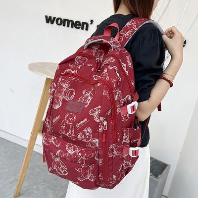 Printed Bear Schoolbag 2 New Women's Fashion Large Capacity Cute Versatile Backpack Junior High School Backpack Women
