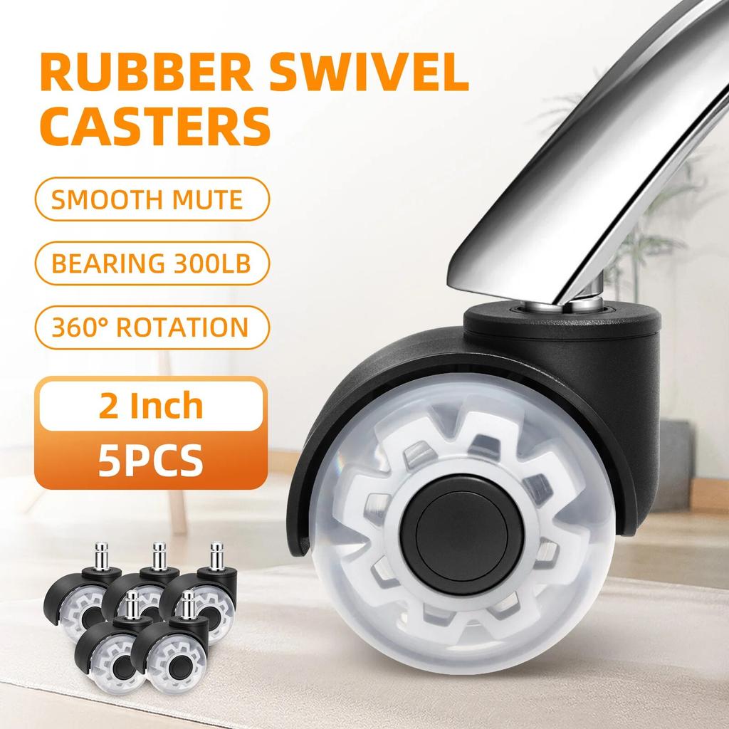 AD 5PCS Universal Mute Wheel Office Chair Caster Swivel Rubber Soft Safe Rollers Furniture Hardware Chair Wheels for Desk Office