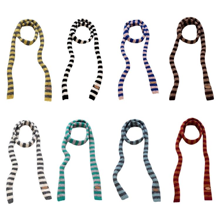 Knit Long Choker Striped Scarf for Women Harajuku Style for Jeans or Dresses