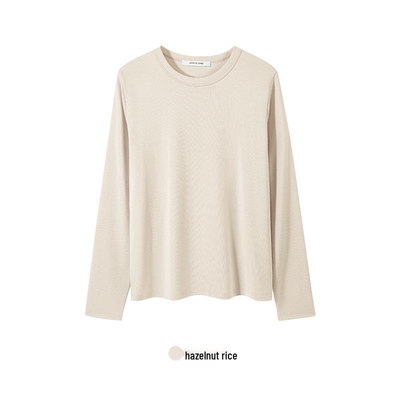 

Women s Comfortable Cotton Modal Long Sleeve Round Neck T-shirt - Solid Color for Autumn & Winter XXL (130-145 cm)