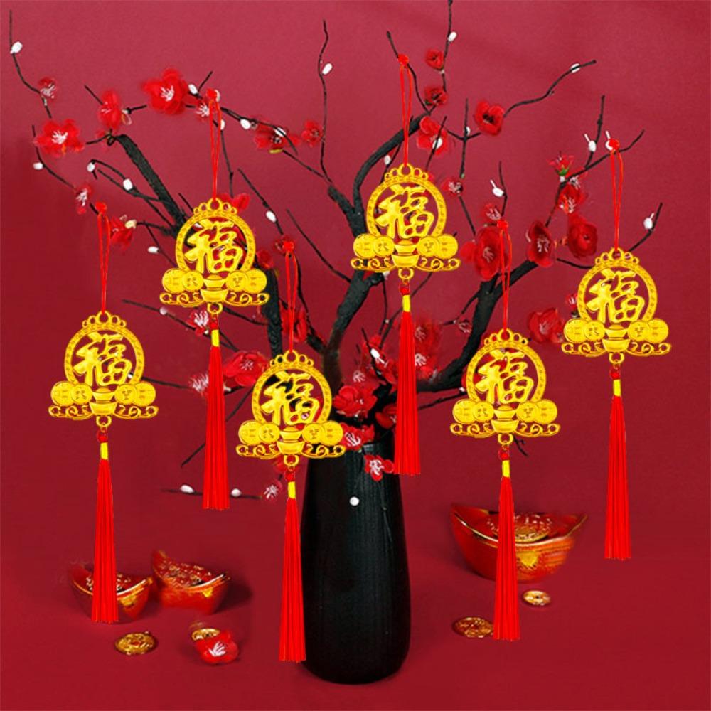 

6/10Pcs Waterproof Chinese New Year Pendant Gold Potted Plants Hanging Ornaments Home Office Decor Set 12