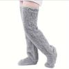 Jambes Froides Ours en Peluche Hautes et Longues Jambes Chaussettes de Sol Pieds Chauds Épais Duvet d'Oie Jambières Genouillères Couvre-Chaussettes