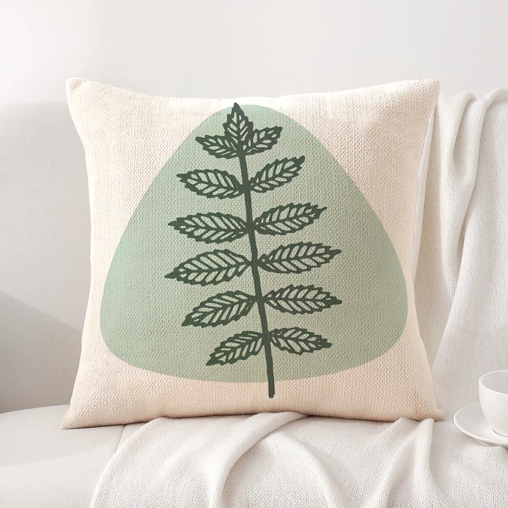Minimalist Plants Cushion Cover Natural Linen Organic Fabric DoubleSided Printing Sofa Home Decor Gift Pillow Cover