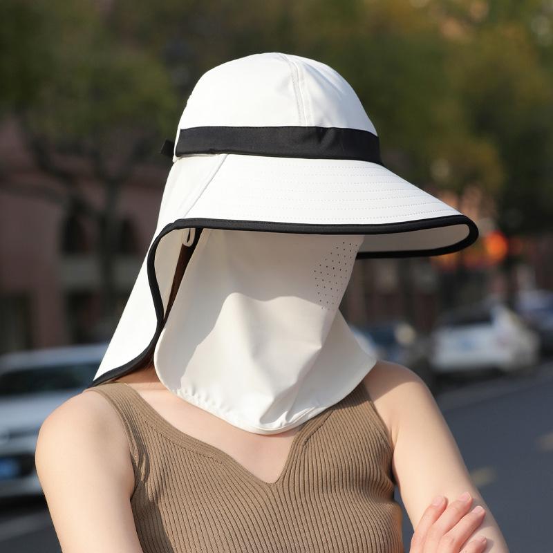 Outdoor Tea Picking Hat Shawl Neck Protection Sun Hat Large Brim Full Face Cover Sun Protection Hat Children Summer Ice Silk Bucket Hat