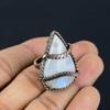 Moonstone Gemstone Copper Wire Wrapped Handmade Jewelry Ring All Size For Woman
