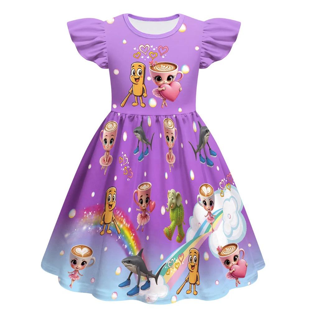 Rochie Cosplay Nouă Ballerina Cappuccina pentru Fete + Geantă Petrecere de Halloween Animale Italiane Brainrot Tung Tung Tung Costum Sahur Copii