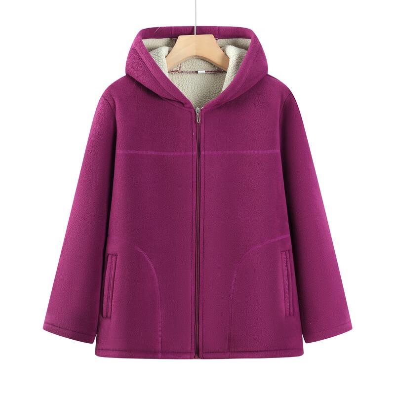 Elderly Women's Fleece-Lined Hooded Jacket