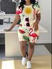 Butterfly Ladies Casual Suit Short Sleeve Shorts 1D Digital Flower Printing Fashion T-Shirt Two-piece Set