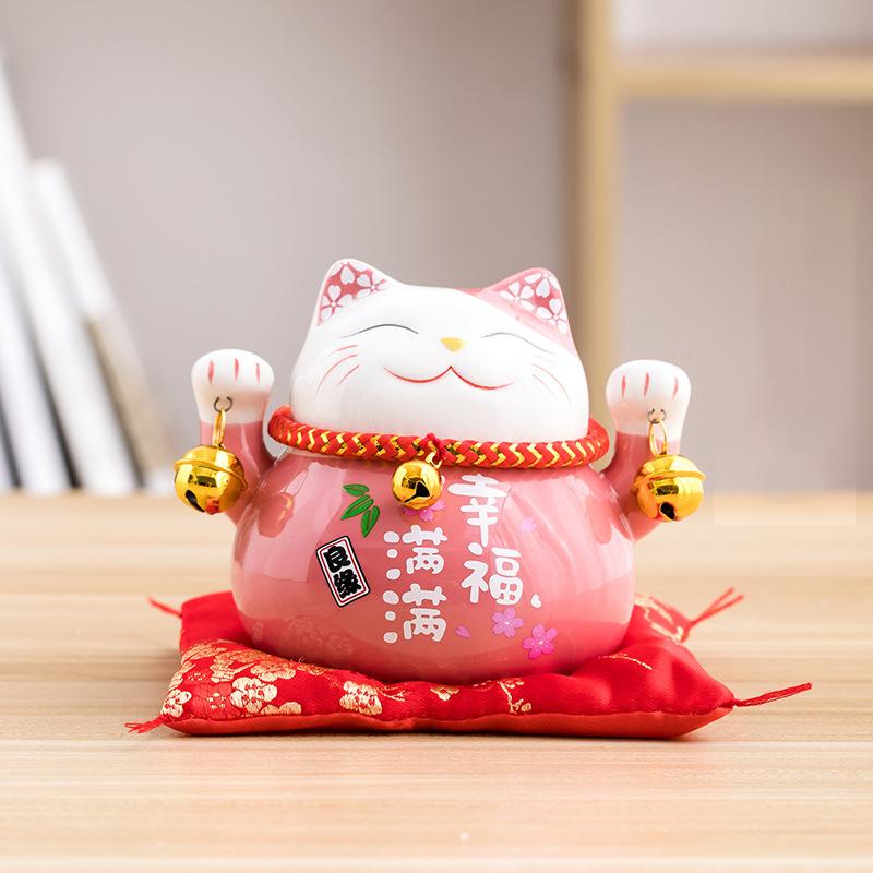 4.5 inch Maneki Neko Porcelain Lucky Cat Home Decor Ornaments Fortune Cat Money Box Fengshui Craft 6 Colors