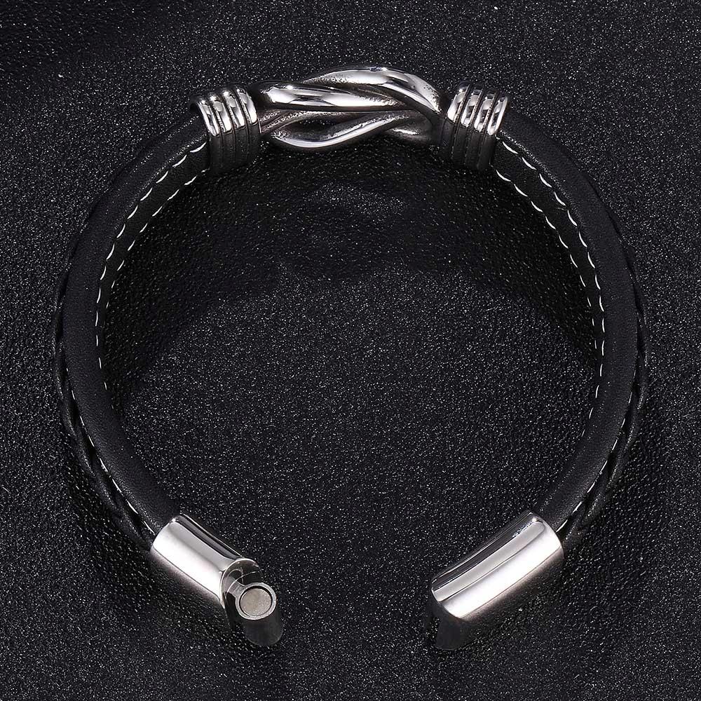 Men's Leather Bracelet Steel Leather 2