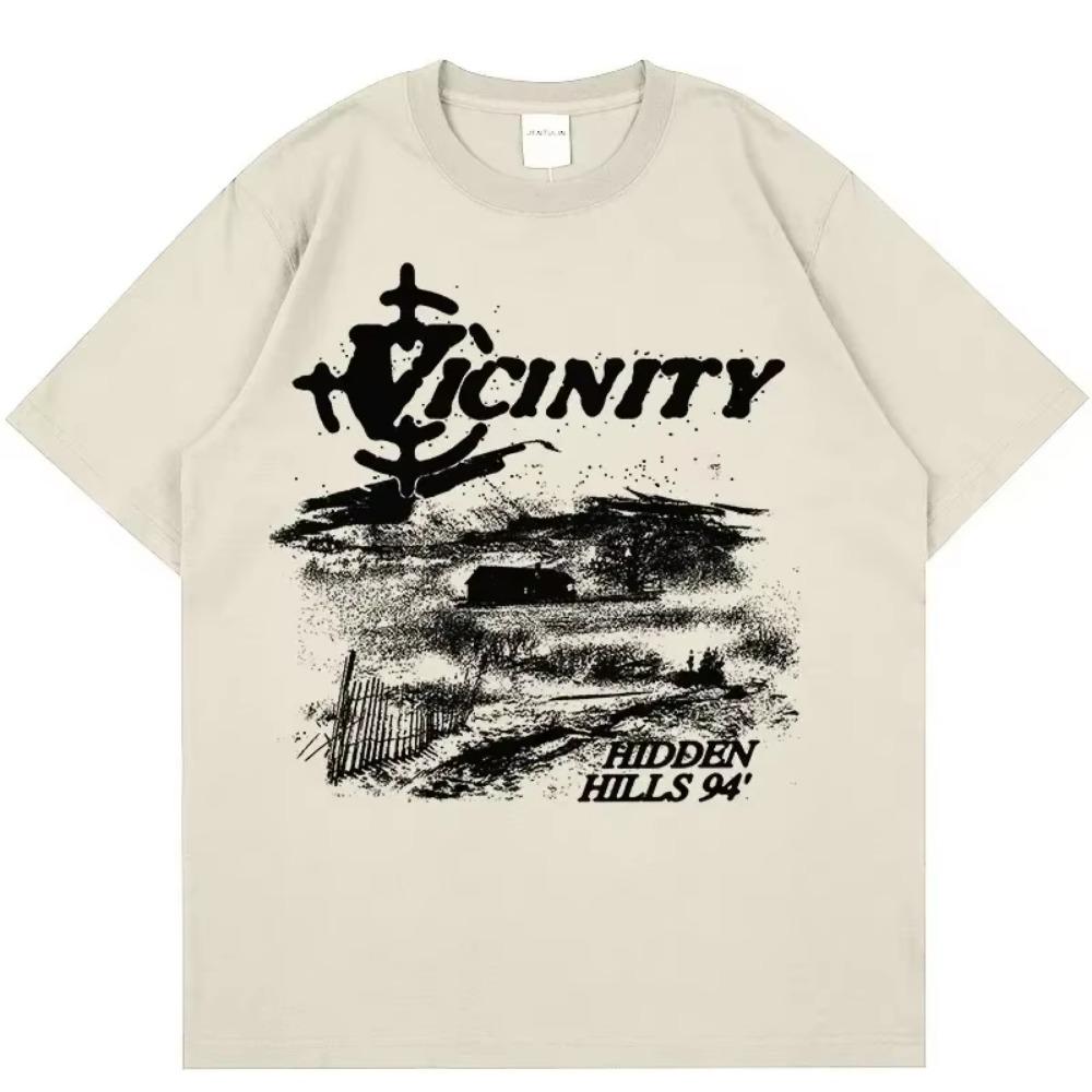 Harajuku Korean Oversized Men's Tshirt Gothic Hip Hop Aesthetic Graphic Print Y2K Retro Clothes Streetwear Fashion Summer Tees