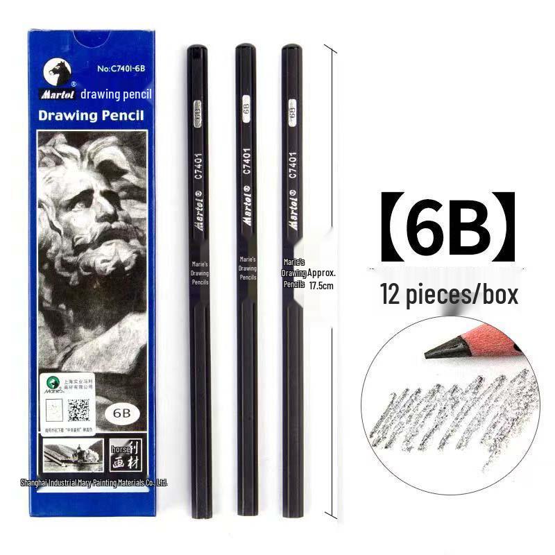Mali Brand Charcoal Sketch Pencil Set - Includes 2B, 4B, 6B, 8B for Art Students