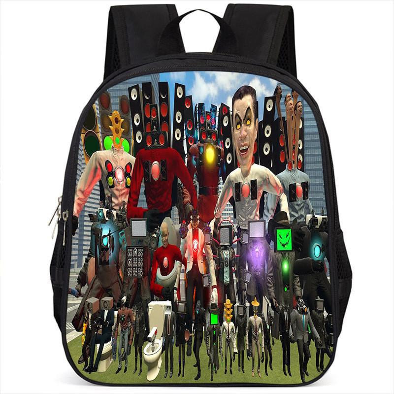 Fashionable Skibidi Toilet Kids Backpack Large Capacity Nylon Bag Unisex Design