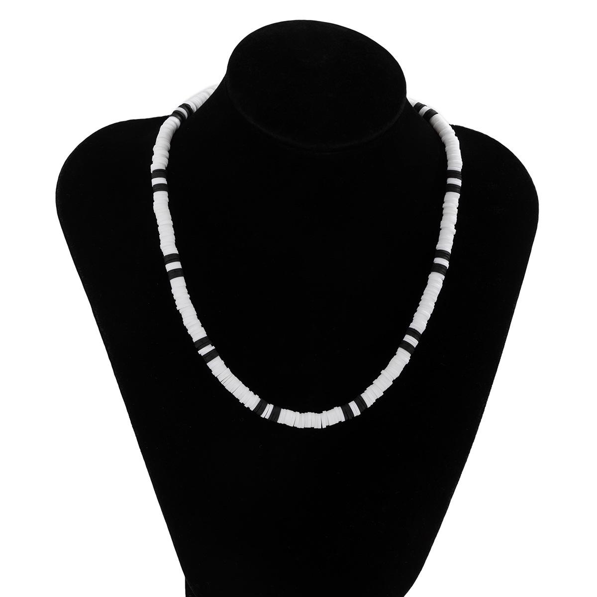 

Bohemian Black & White Geometric Clay Necklace for Men