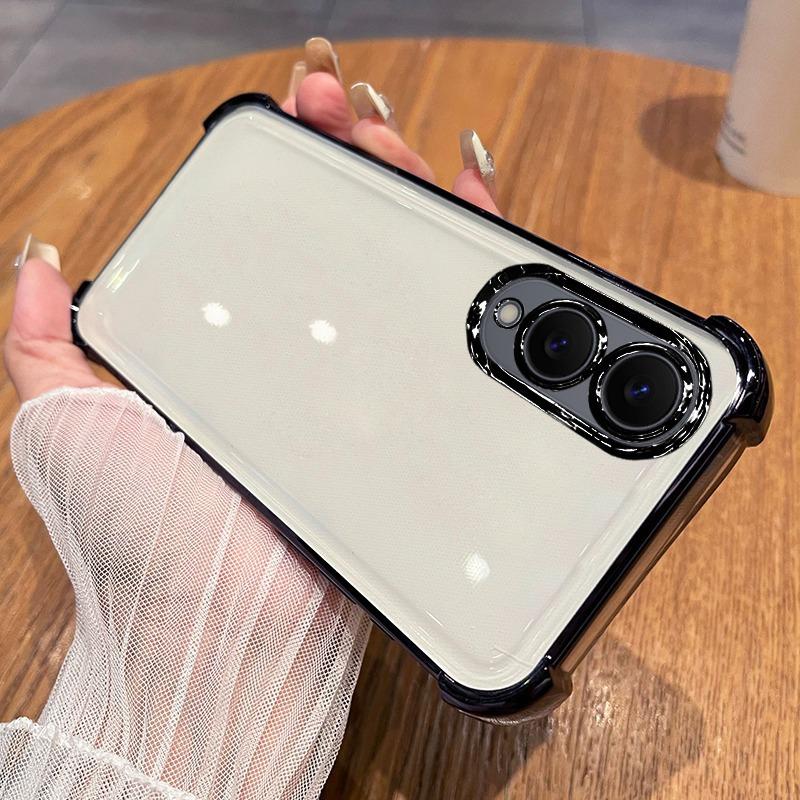 Suitable for Samsung S25edge Plating Airbag Transparent Mobile Phone Case S24Ultra Silicone S23Plus Soft Case