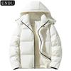 Winter Hooded Down Jacket Couples Solid Color 90 White Duck Thick Warm Fashion Coat