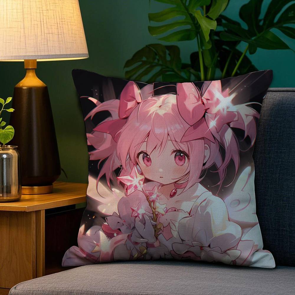 Anime M-Madoka M-Magica Pillow Case Plush Fabric Soft Double Sided Print Sofa Cushion Cover Throw Pillow Covers