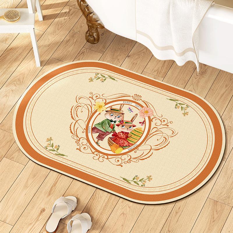 

Коврик для ванной комнаты с диатомовой грязью «Год Кролика» на Новый год, высококачественный коврик для ног, домашний ковер, впитывающий воду для унитаза, противоскользящий коврик для ванной комнаты 40 * 60cm