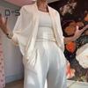 3 Pcs/Set Women Vest Coat Pants Suit Round Neck Sleeveless Solid Color Blouse Elastic Waist Wide Leg Trousers Daily Wear Sport Outfit Fall Spring