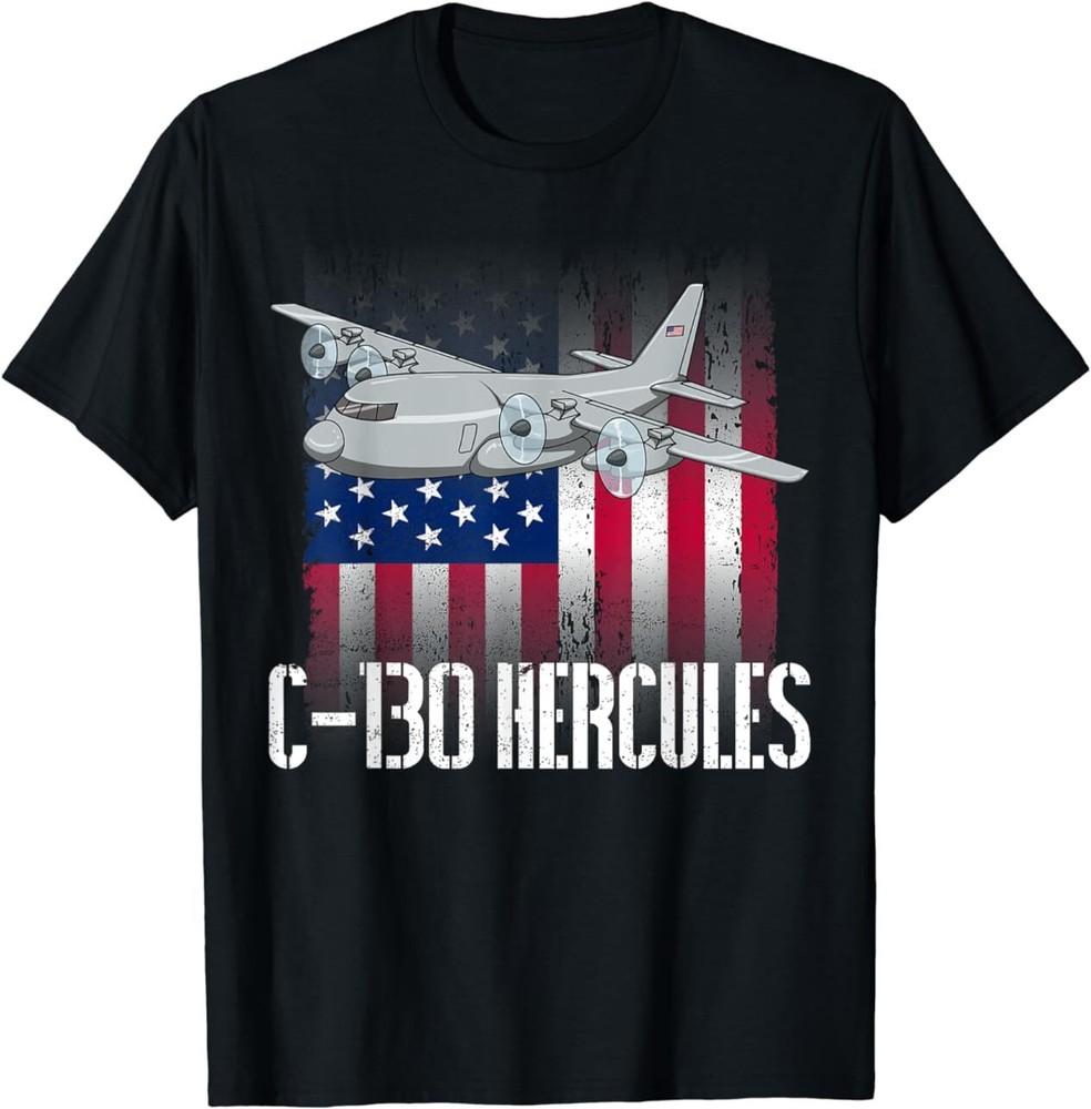 C-130 Hercules American Flag Military Airplane C130 Hercules T-Shirt Size S-5XL Unisex T-Shirt S