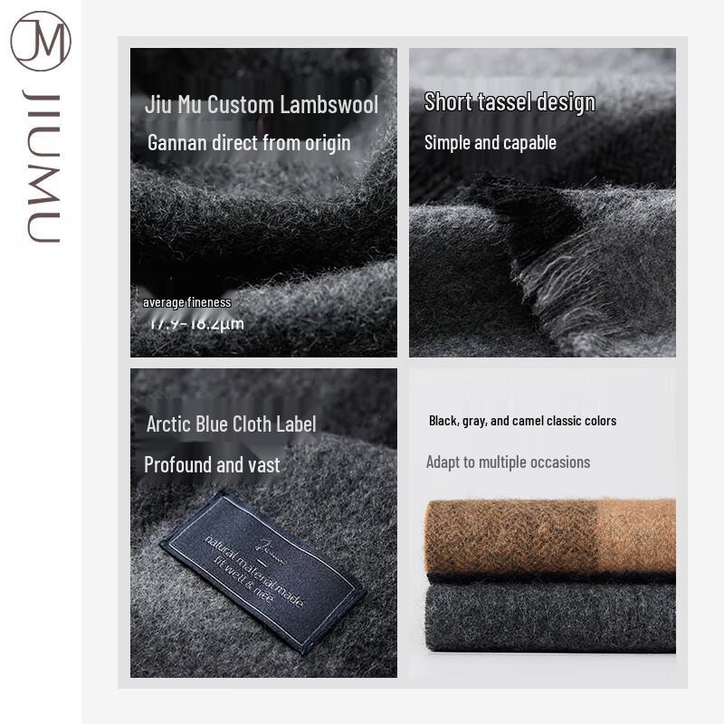 JIUMU Men's Winter Premium Plaid Wool Scarf SZ051