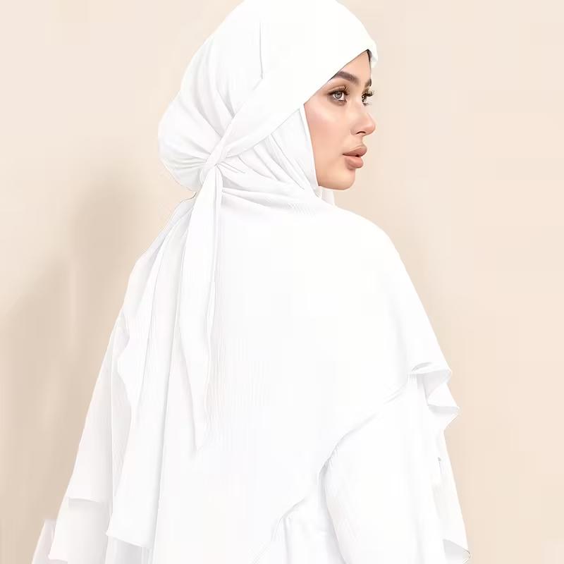 Elegant Long Muslim Head Covering With Tie Closure Women'S Islamic Hijab Prayer Headscarf Ready To Wear Abaya Hijab For Daily