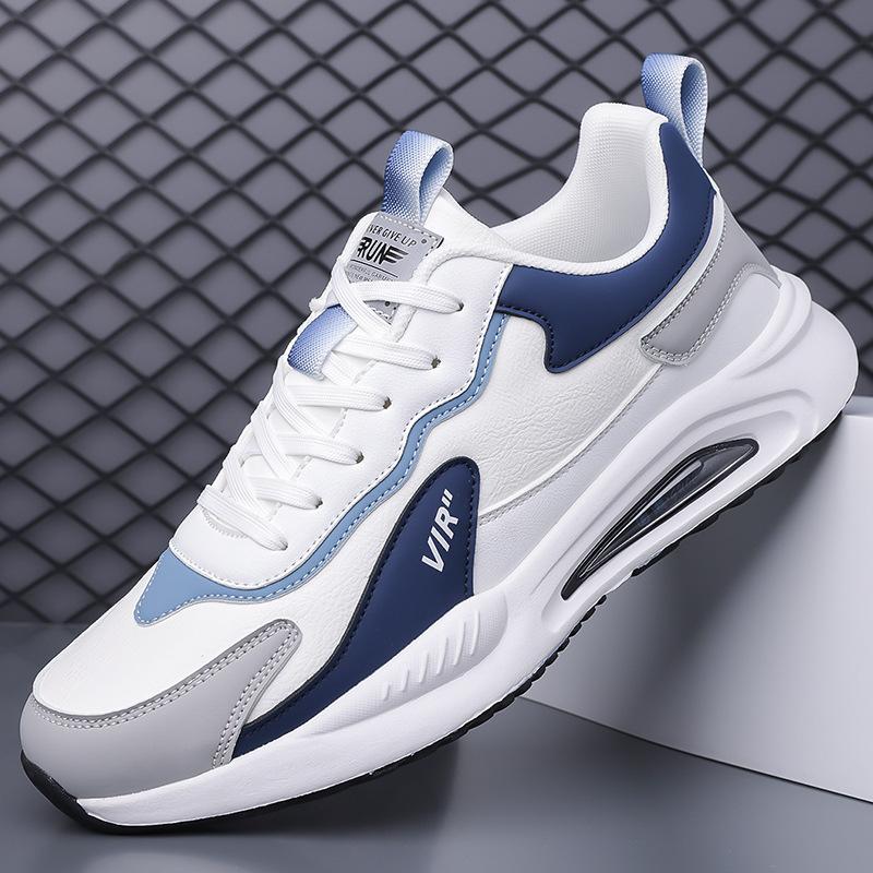 

Men s shoes sneakers 2025 spring new leather waterproof casual breathable ultra-light shock-absorbing running sports shoes 45 белый