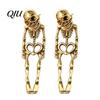 Cool Skull Earrings for Daily Wear 2Pcs Skeleton Women, Gothic Alloy Drop Earrings, Hypoallergenic Punk Edgy Statement Jewelry Women Dangle Halloween