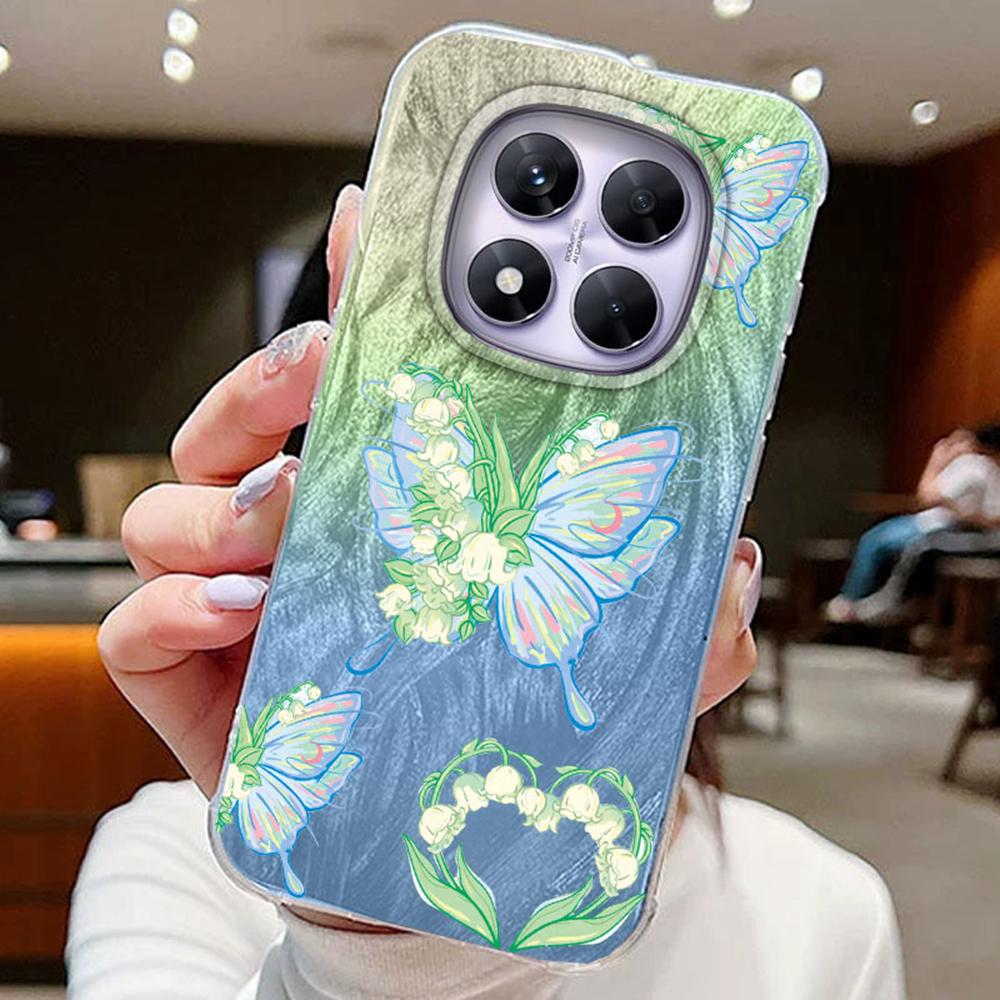 Purple Butterfly Phone Cases For Xiaomi Redmi Note 14 13 Pro 14C 13C A5 A4 A3 13T 14T Schmetterlinge Silicone Couple Funda Cover