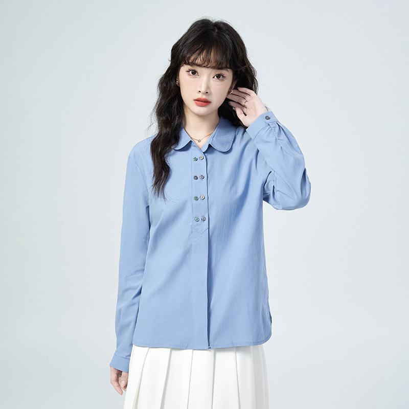2026 Spring Women s Blue Chiffon Long-Sleeved Shirt – French Fashion New Arrival S синий