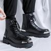 Martin Boots Men's Autumn and Winter Locomotive High-top Side Zipper Leather Boots Tooling American Heightening British Boots 69013-R