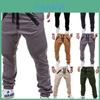 Calças Masculinas Slim Fit Com Punhos Ajustáveis na Cintura e Múltiplos Bolsos