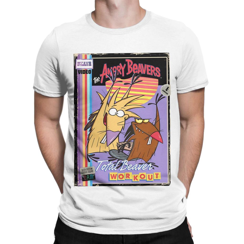 Angry Beavers Total Beaver Workout Retro Vintage Video Tape Novelty 100 Cotton TShirt The Angry Beavers Tees Tops For Unisex