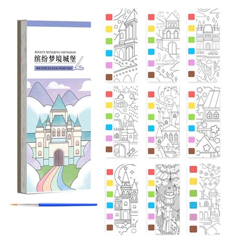 Kids Watercolor Art Sketching Book with Built in Paint and Art Brush For Childrens Beginner Artists Travel Drawing