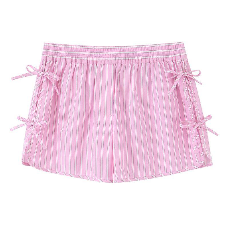 

Kaslead Новое поступление Женская одежда Модный стиль Декорация бантом Полосатые топы Шорты 3709521 368652 Shorts L