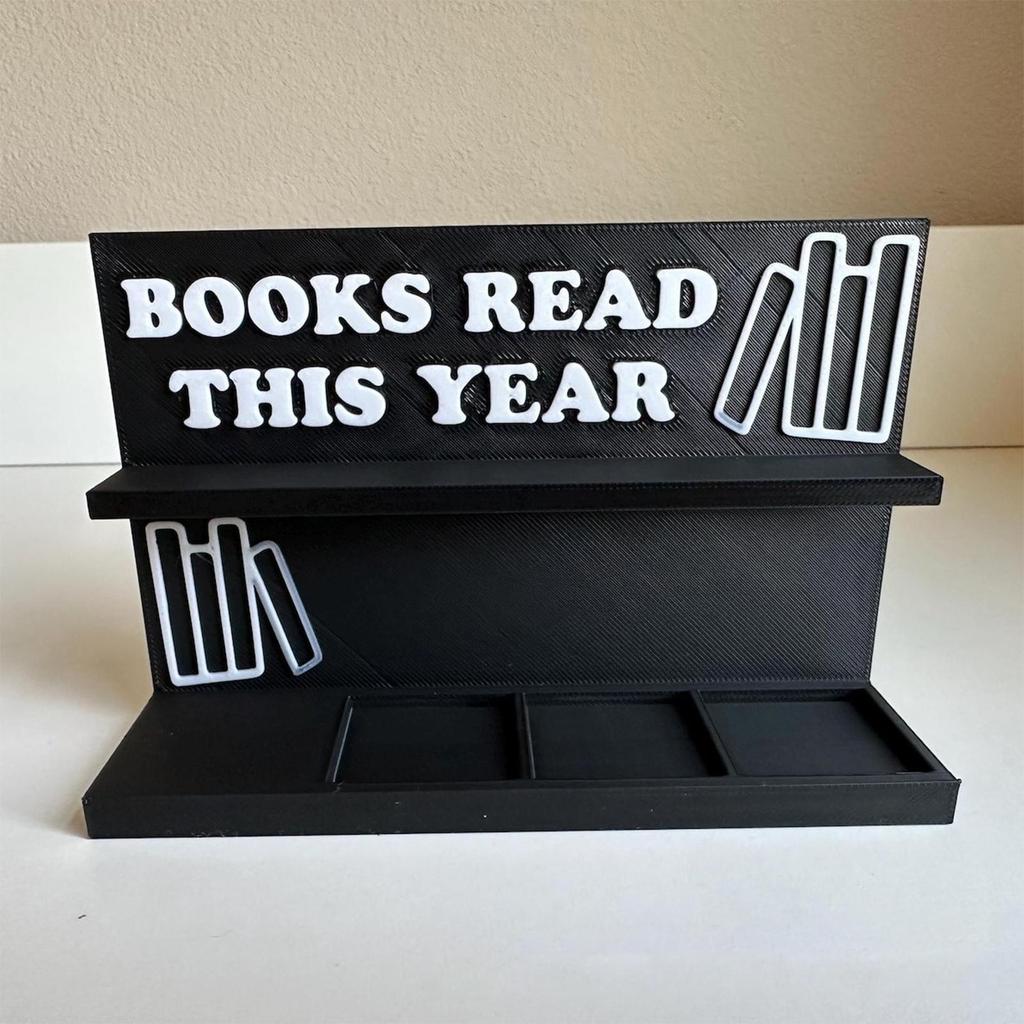 Books Read This Year Book Read Tracker 3D Printed Library Decor Ornament Book Counter Sign for Teachers Writers Library Lovers