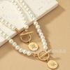Trend Pearl Octagon Star Bracelet Necklace Set Female Niche Light Luxury Love Clavicle Chain