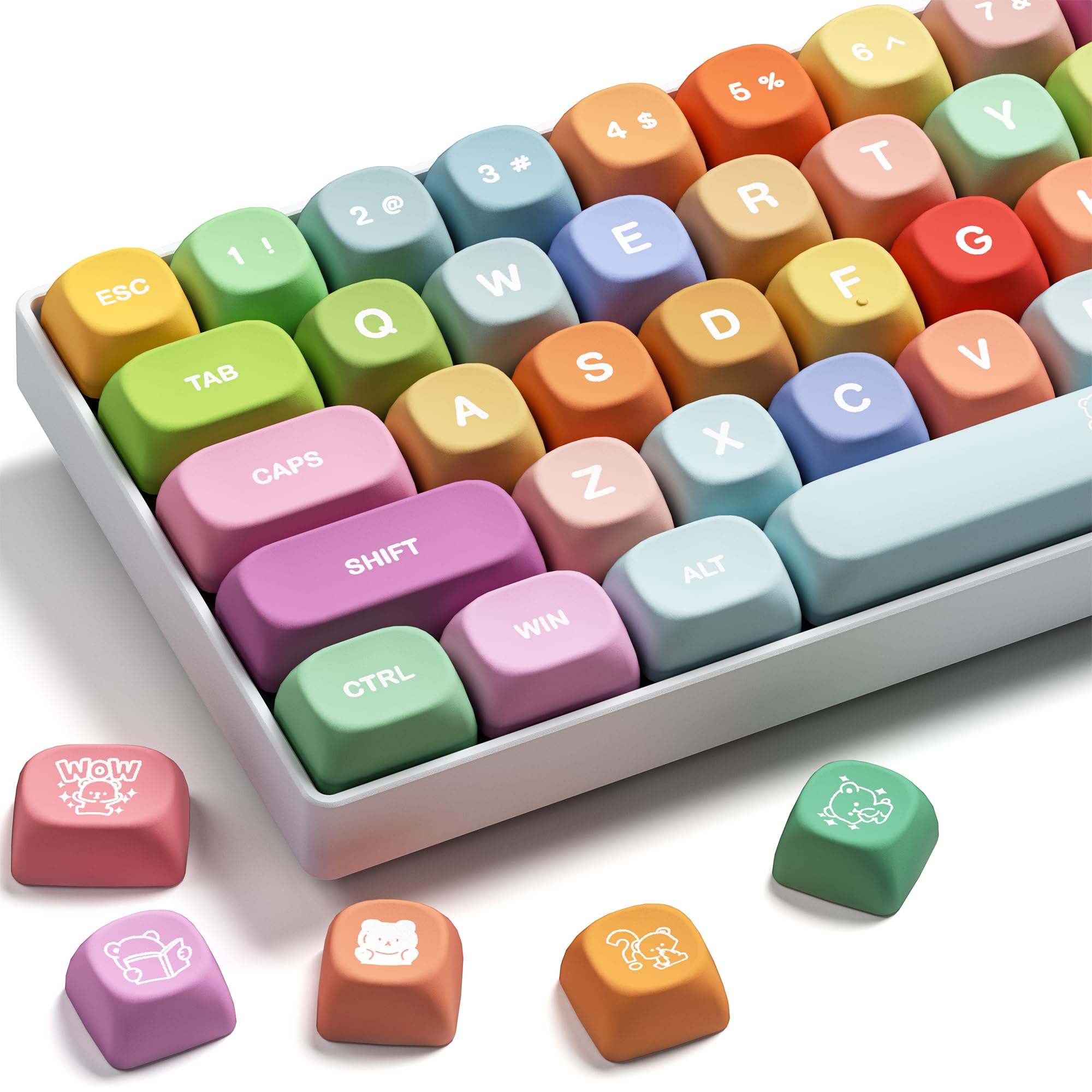 

XVX Keycaps Rainbow Gummy Keycap Set MOA Die Sublimation Layout for MX Switch Mechanical Keyboards - Profile, 60%/65%/75%/80%/96%/100% (US Layout)