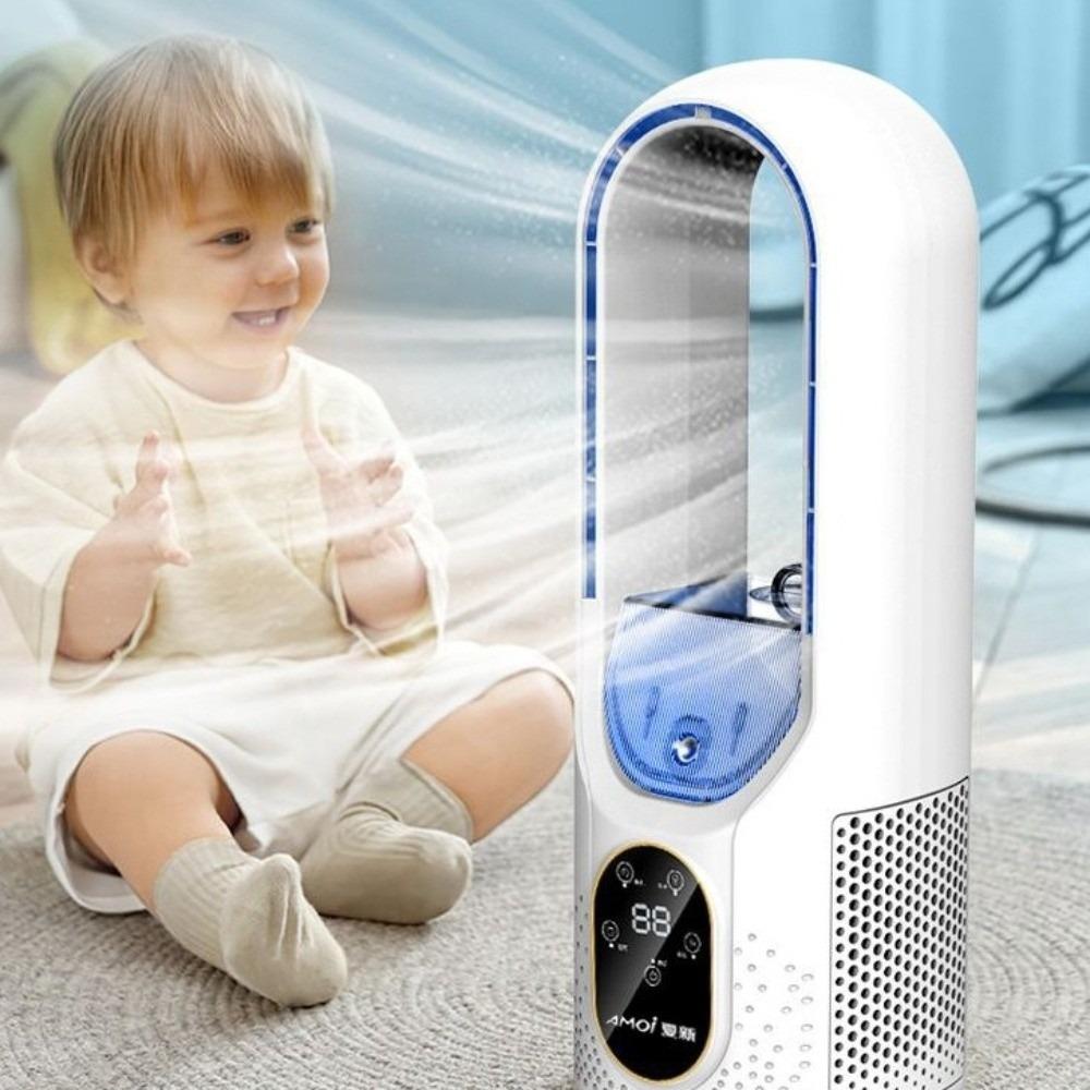 6 Speeds Bladeless Misting Fan Water Mist Atomization Desktop Cooling Fan  Home Office