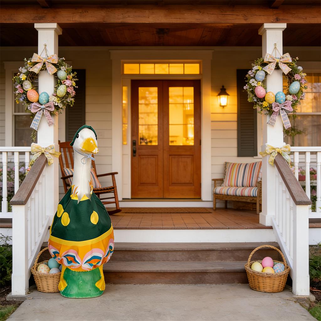 Fun Easter themed Goose costume - perfect for 23-inch cement goose statue lawn, porch, garden and patio outdoor decorations