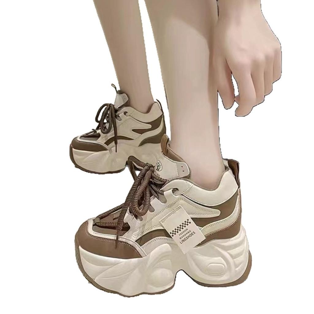 Small man thick-soled inner height increase dad shoes women's new velvet warm sports casual cotton shoes in autumn and winter 2025