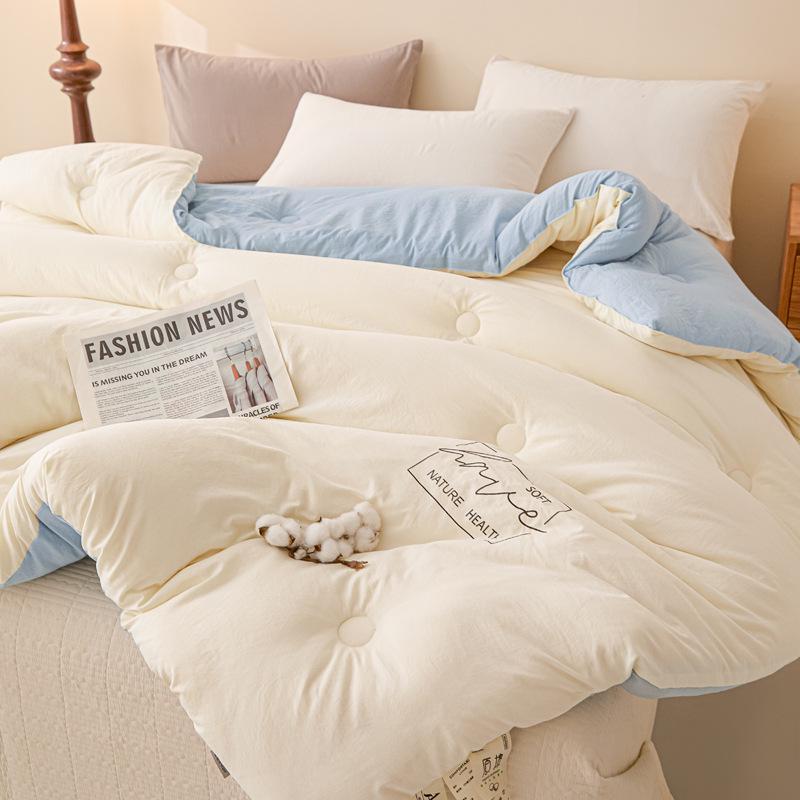 Thickened Winter Soybean Cotton Quilt - Warm, Washable, for Dorm & Home Use Spring/Autumn Quilt 150*200cm 2kg светло-синий/бежевый