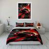 Red Muscle Car with Flames Bedding Duvet Cover Set  (1*Duvet Cover 2*Pillowcases, without duvet insert)