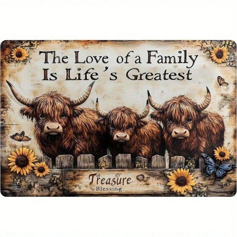 

Metal Poster Highland Cow Farmhouse Rustic Wall Decor for Living Room