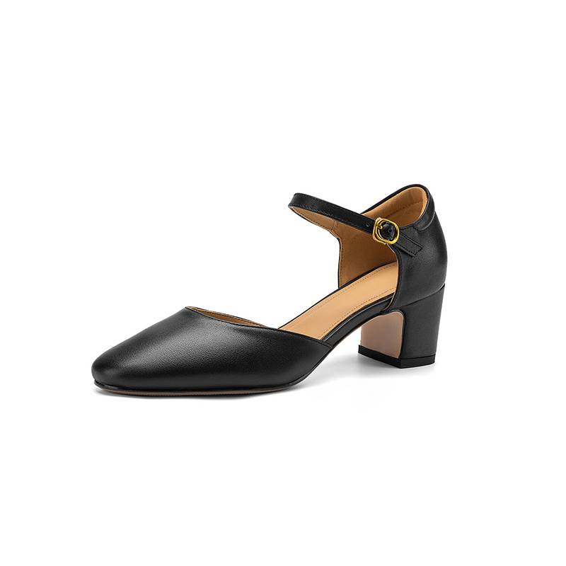 Krazing Pot Pelle Vera Punta Tonda Tacco Sottile Scarpe Estive Monocolore Taglia Grande 42 Cinturini con Fibbia Donna Scarpe Basse
