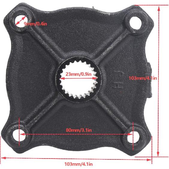 Qiilu Hinterradnabe, 2 Stück 23 Zähne Verzahnung 4 Loch Rad Hinterradnabe Passend für Quad ATV Kart
