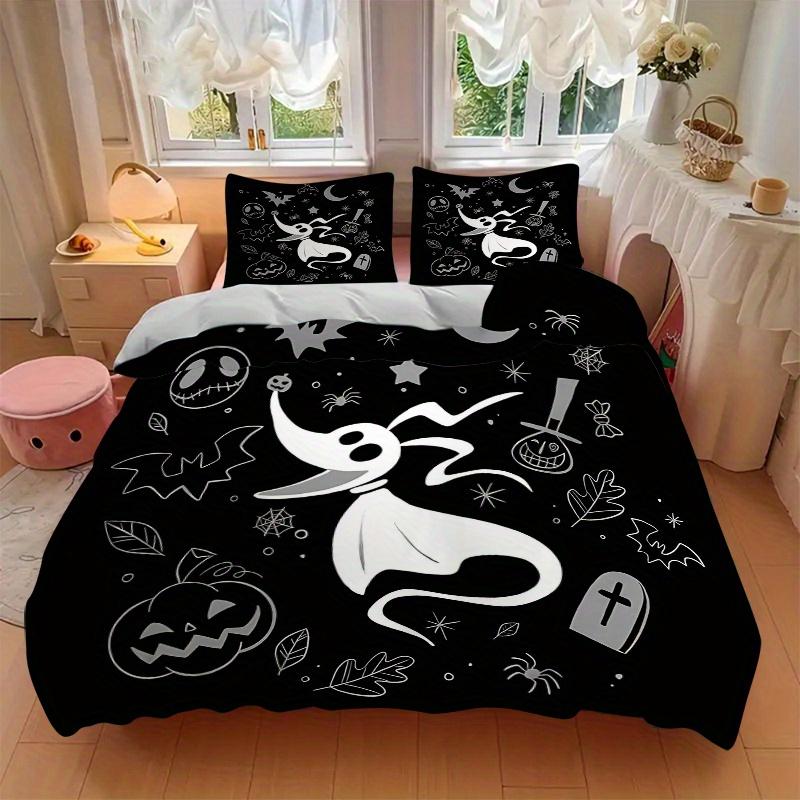 3-teiliges Zero Nightmare Before Christmas Bettwäsche-Set Enthält Bettbezug und Kissenbezüge, Geeignet für alle Jahreszeiten B102