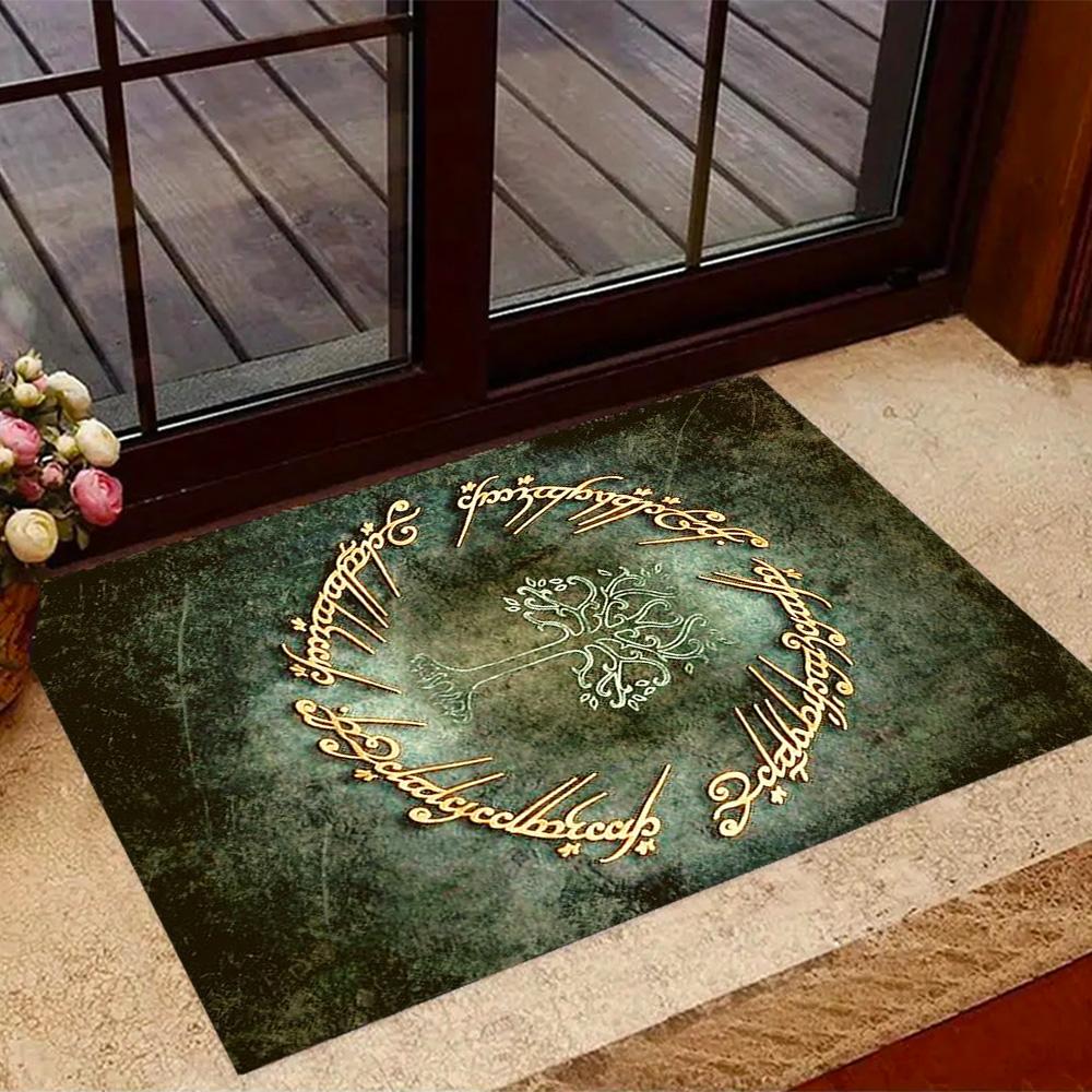 Lord Rings Symbol Carpet Suitable for Outdoor Foyer Living Rooms Entryway Antislip Carpet Anime Office Decor Spiritual Gift
