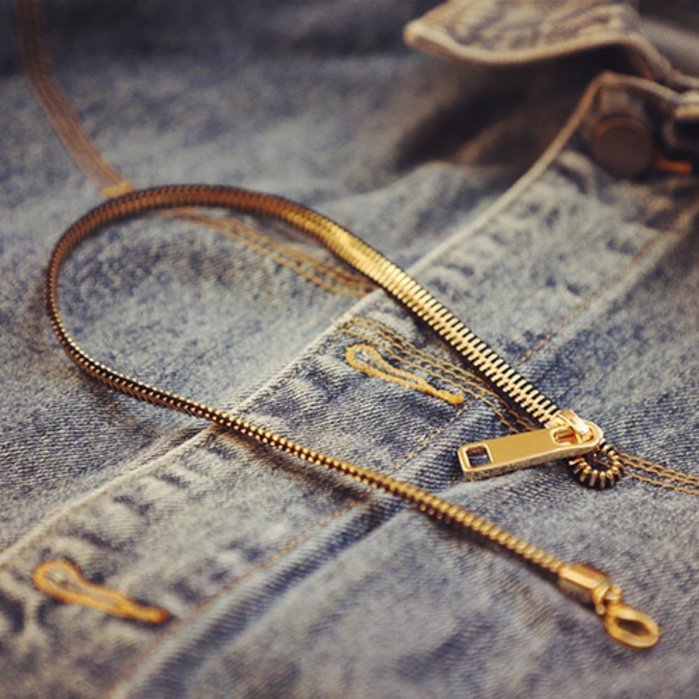 Choker Náhrdelník se zipem Hip-hop Klíčníkový náhrdelník Módní Stahovatelný zip Svetrový řetízek Pár